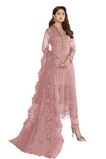 Pink Color Faux Georgette With Sequence Work Straight Salwar Suit - Joshindia