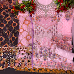 Pink Color Georgette With Soft Embroidery Work Straghit Suit - Joshindia