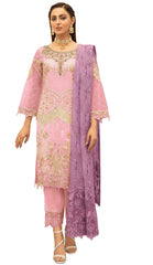 Pink Color Georgette With Soft Embroidery Work Straghit Suit - Joshindia
