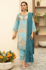 Sky Blue Color Georgette With Soft Embroidery Work Straghit Suit - Joshindia