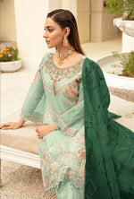Green Color Georgette With Soft Embroidery Work Straghit Suit - Joshindia