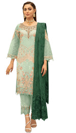 Green Color Georgette With Soft Embroidery Work Straghit Suit - Joshindia
