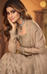 Beige Color Faux Georgette Long Anarkali Salwar Suit - Joshindia