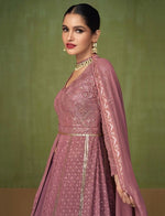 Rose Brown Color Faux Georgette Embroidery Long Salwar Suit - Joshindia