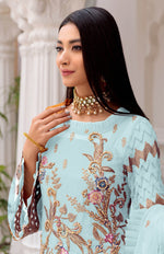 Sky Blue Color Faux Georgette With Sequence Embroidery Work Straight Salwar Suit - Joshindia