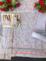Grey Color Faux Georgette With Heavy Sequence work Straight Salwar Suit - Joshindia