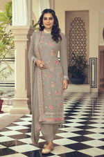 Beige Color Faux Georgette With Heavy Sequence work Straight Salwar Suit - Joshindia