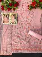 Pink Color Faux Georgette With Heavy Sequence work Straight Salwar Suit - Joshindia