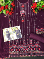 Purple Color Faux Georgette With Embroidery Work Salwar Suit - Joshindia