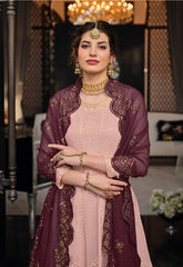 Peach Color Georgette With HeavyEmbroidery Work Straghit Sharara Suit - Joshindia