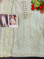 Pisat color Faux Gerogette With Embroidery Work Staright Salwar Suit - Joshindia