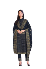 Blue color Woman's Faux Georgette Heavy Embroidery Work Semi Stitch Salwar Suit - Joshindia
