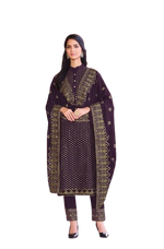 Purple color Woman's Faux Georgette Heavy Embroidery Work Semi Stitch Salwar Suit - Joshindia