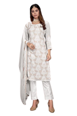 White Color Faux Georgette Straight Salwar Suit - Joshindia