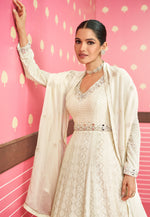 White color Soft Embroidery Work Anarkali salwar Suit - Joshindia