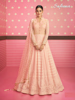 Peach color Soft Embroidery Work Anarkali salwar Suit - Joshindia