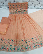 Peach Color Faux Georgette Heavy Embroidery Work Gown Anarkali Salwar Suit - Joshindia
