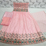 Pink Color Faux Georgette Heavy Embroidery Work Gown Anarkali Salwar Suit - Joshindia