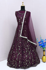 Purple Color Soft Net Heavy Embroidery Work Anarkali Suit - Joshindia