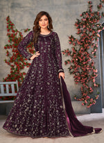 Purple Color Soft Net Heavy Embroidery Work Anarkali Suit - Joshindia