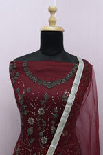 Maroon Color Soft Net Heavy Embroidery Work Anarkali Suit - Joshindia