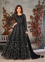 Black Color Soft Net Heavy Embroidery Work Anarkali Suit - Joshindia