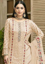 Peach Color Georgette With Embroidery Work Semi Stitch Pakistani Salwar Suit - Joshindia