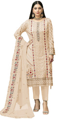 Peach Color Georgette With Embroidery Work Semi Stitch Pakistani Salwar Suit - Joshindia