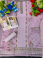 Purple Color Georgette With Embroidery Work Semi Stitch Pakistani Salwar Suit - Joshindia