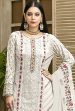 White Color Georgette With Embroidery Work Semi Stitch Pakistani Salwar Suit - Joshindia