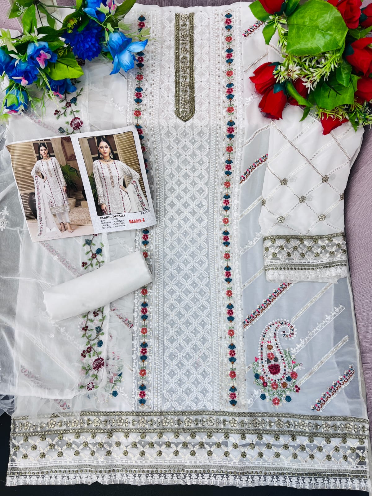 White Color Georgette With Embroidery Work Semi Stitch Pakistani Salwar Suit - Joshindia