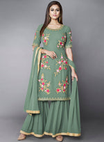Pista Green Color Georgette Designer Kurta Set - Joshindia