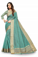 Golden weaving cotton silk saree - Joshindia