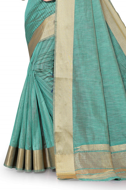 Golden weaving cotton silk saree