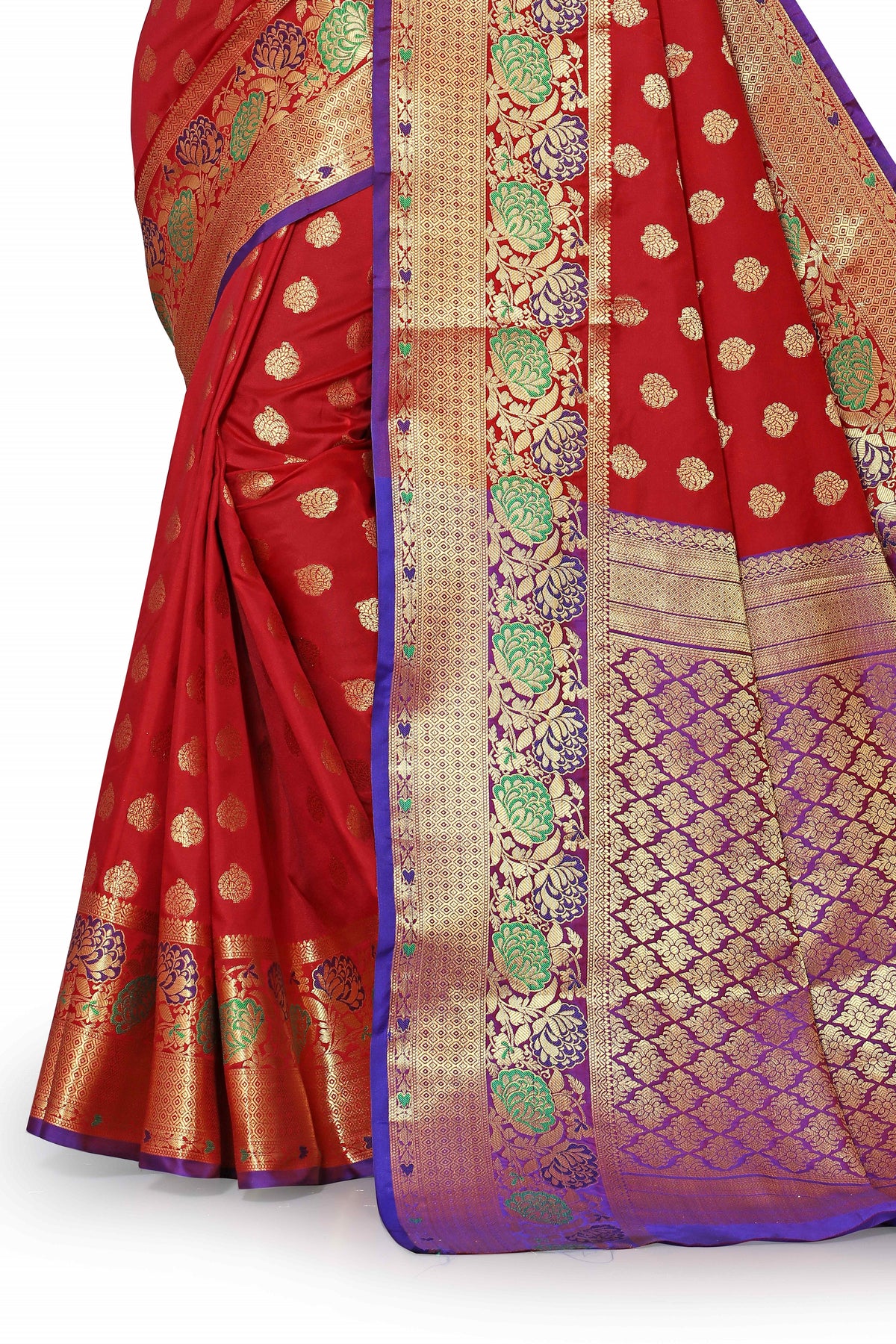 Dark Red color banarasi silk saree - Joshindia