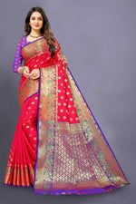 Light Red color banarasi silk saree - Joshindia