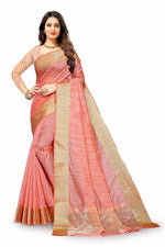 Orange color cotton silk saree - Joshindia