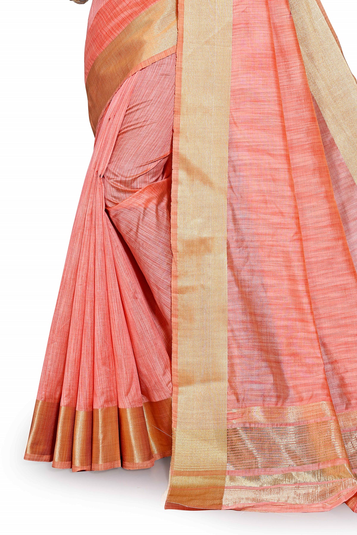 Orange color cotton silk saree - Joshindia