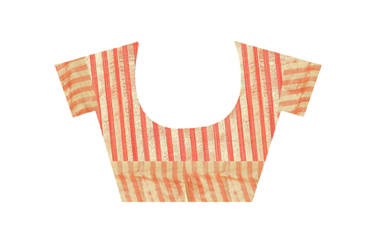 Light Orange color cotton silk saree - Joshindia