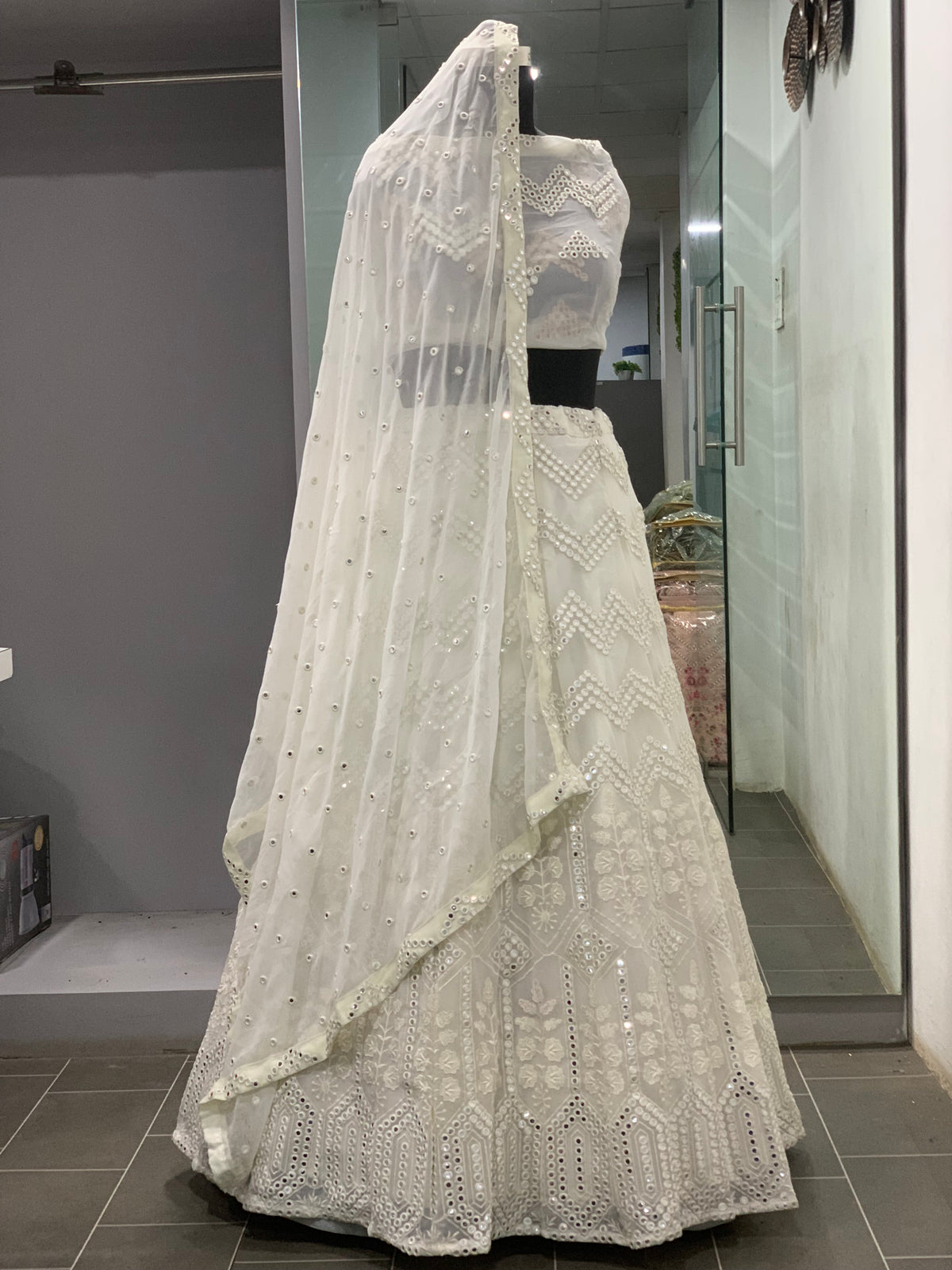 Trending white mirror lehenga choli buy online - Joshindia