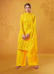 yellow color Georgette plazo suit for great looks - Joshindia
