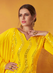 yellow color Georgette plazo suit for great looks - Joshindia
