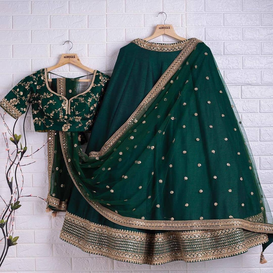 Buy attractive green color lehenga for mehendi function - Joshindia