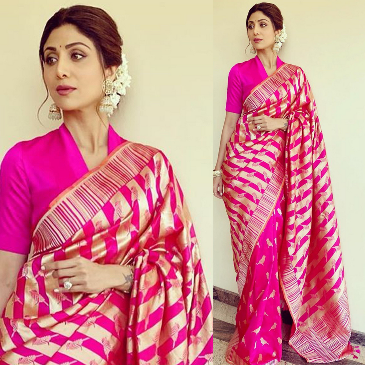 beautiful pink color saree - Joshindia