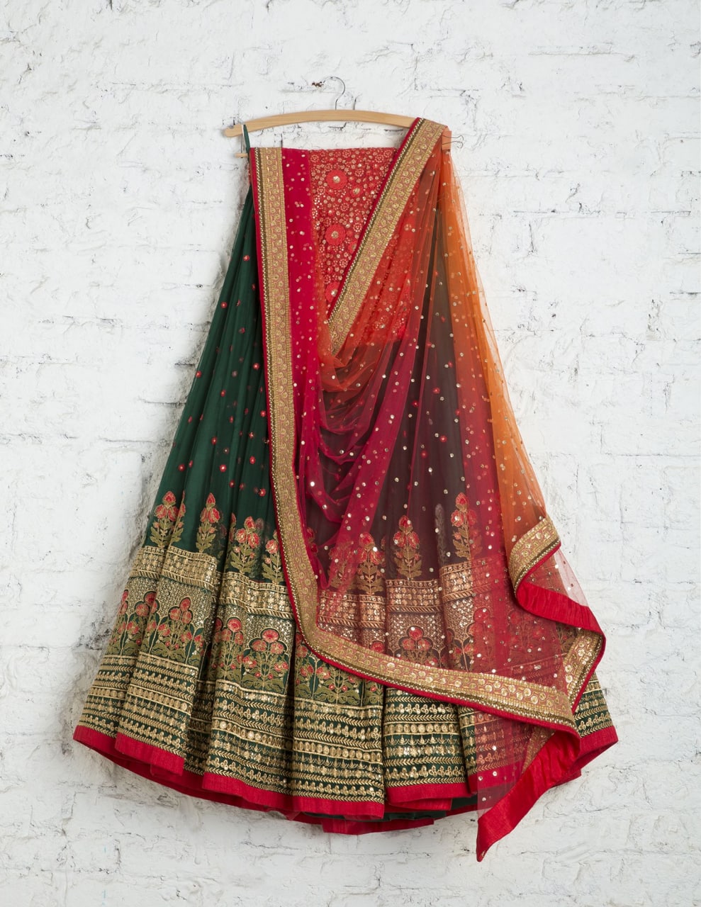 Latest Red And Green Color Lehenga Choli Online In India - Joshindia