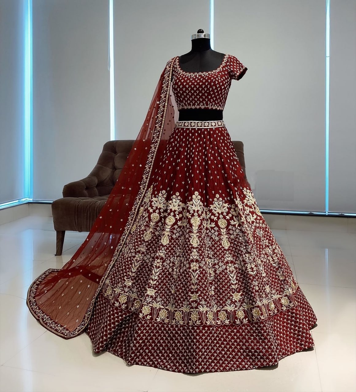 Beautiful Maroon Color Lehenga Choli For Wedding Look - Joshindia