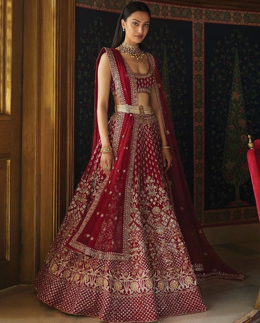 Beautiful Maroon Color Lehenga Choli For Wedding Look - Joshindia
