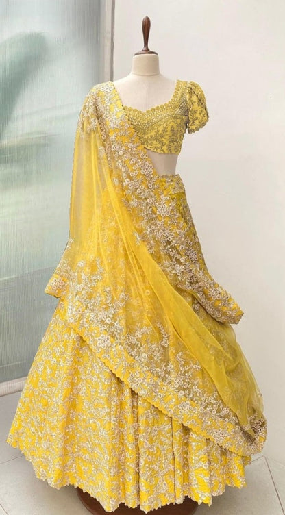 Buy Latest Yellow Color Lehenga Choli Online For Wedding