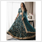 Turcoish Blue Color Heavy Bridal Lehenga For Wedding Reception - Joshindia