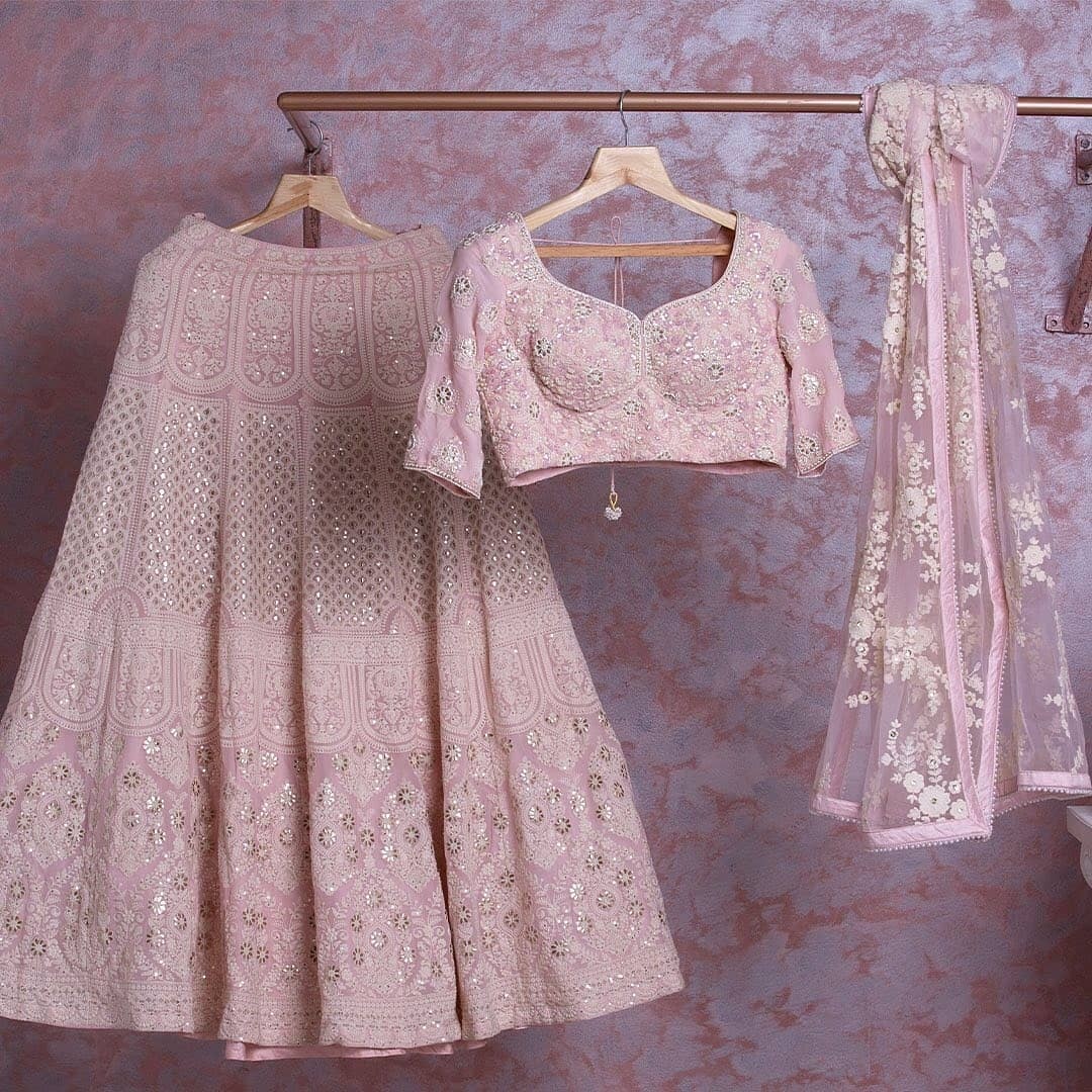Buy Baby Pink Color Designer Lehenga Choli For Wedding At Best Price
